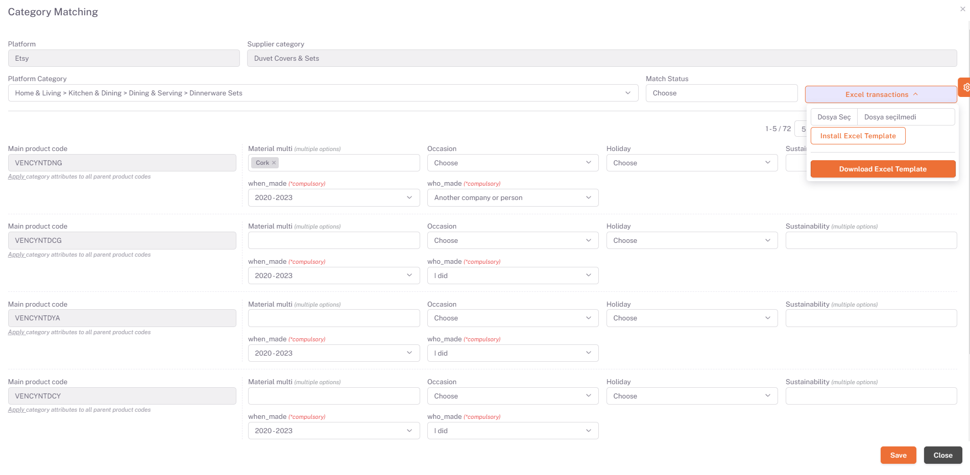 EtsySupplierCategoryMatchingDataListEditExcel