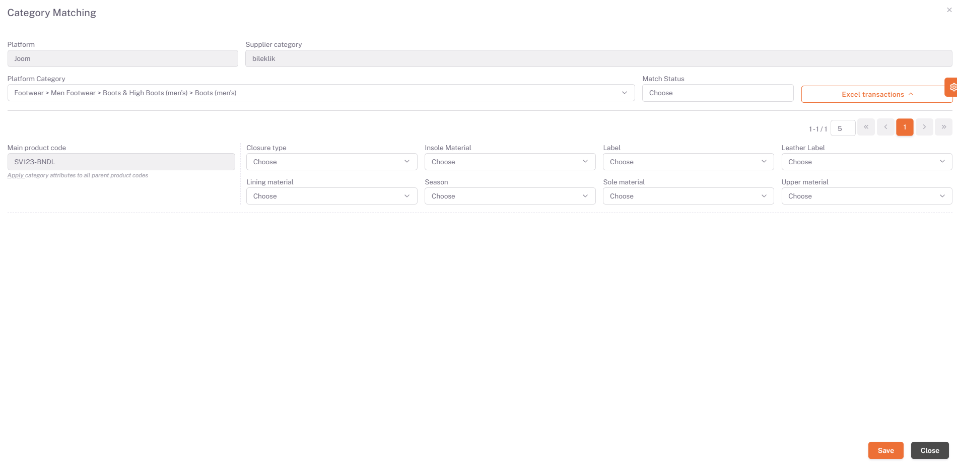 JoomMyProductsSelectedViewCategoryViewMatching